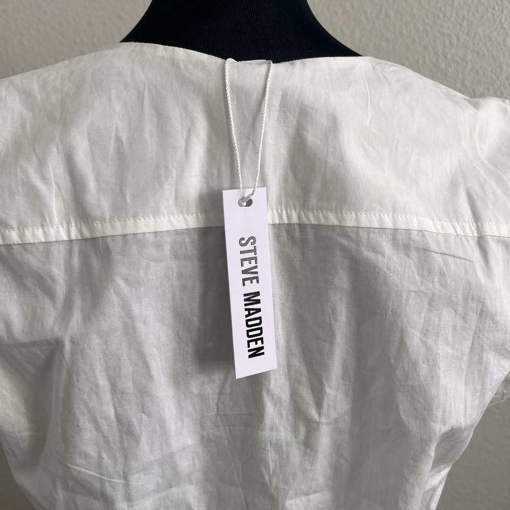 Steve Madden Large Tiered White Mini Dress Cotton Lined Minimalist Coastal NWT - Picture 8 of 8